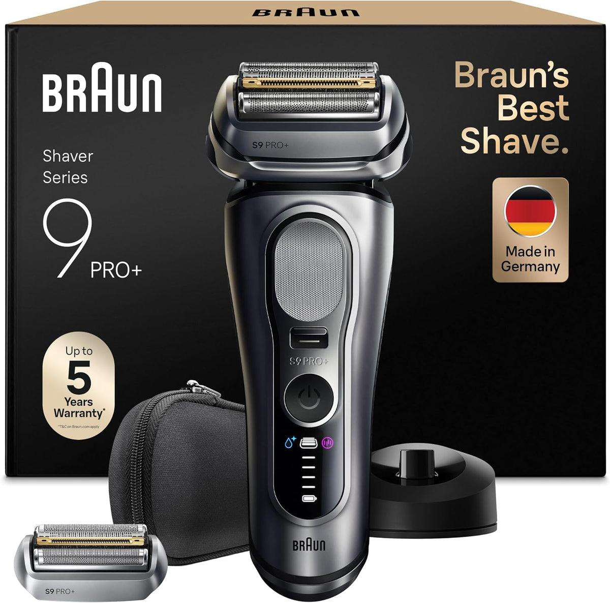 Braun Elektrorasierer, Braun/Silber, Rasierer Herren Elektrisch Series 9 PRO+, 9617psi, Silber, Barttrimmer, 60 Min. Akku