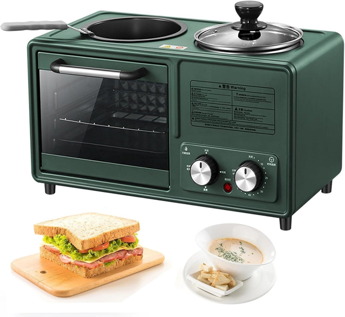 Frühstücksbereiter Herd, 1600 W, Schwarz, antihaftbeschichtet, doppelseitiger Kocher für Sandwiches und Eier