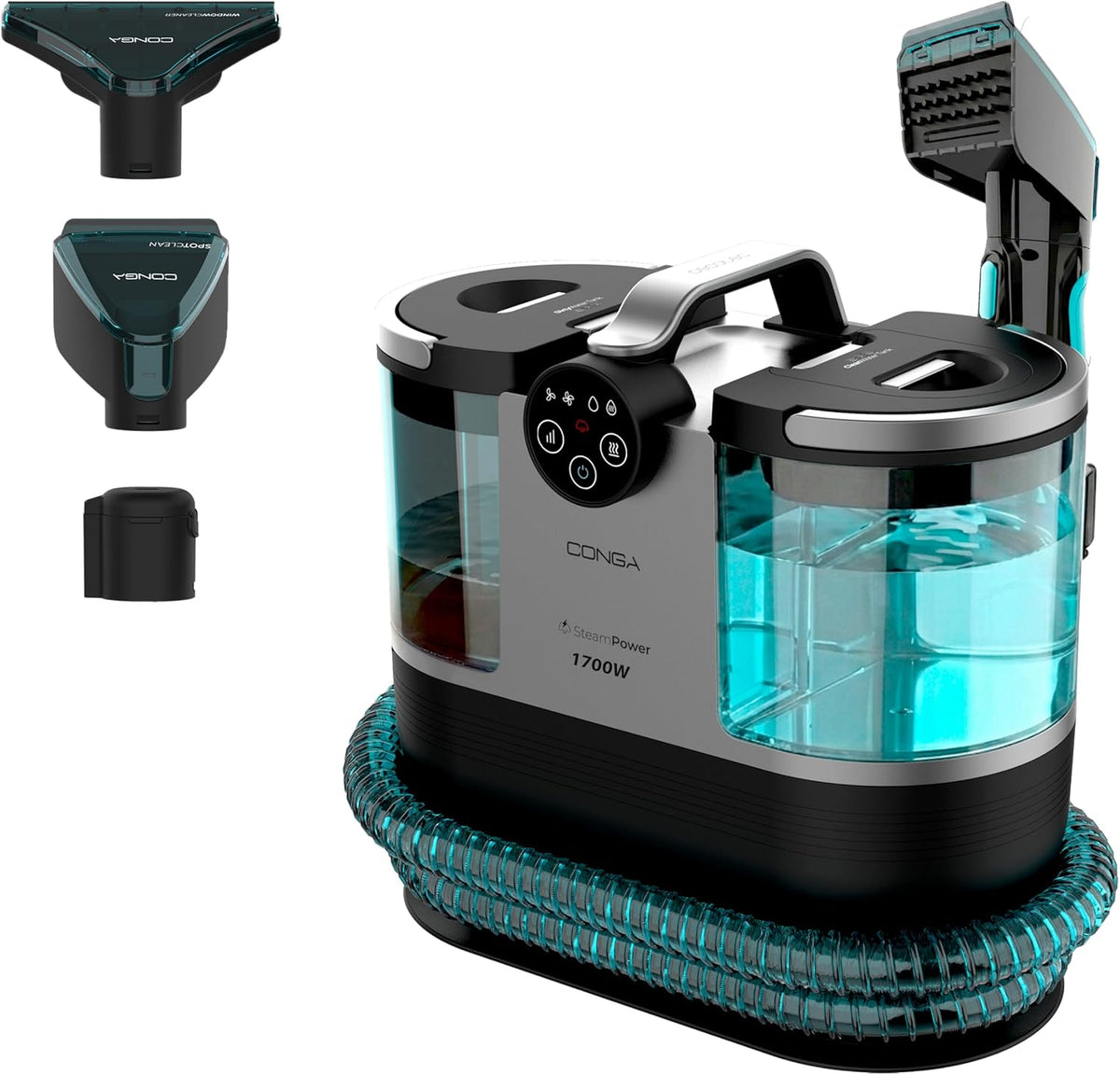 Cecotec Waschsauger, 1700 W, 1,6 L, 7 m, Schwarz, Polsterreiniger Conga 7000 Carpet&Spot Clean Steam XXL Neo., Dampffunktion