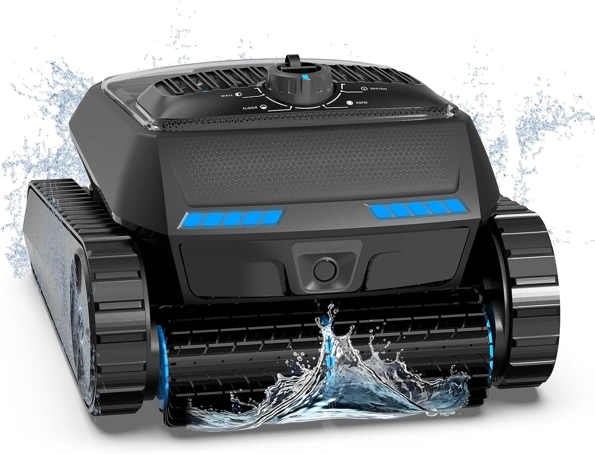 BOTLUXE Poolroboter, Schwarz, Boden und Wand, Wasserlinie, Ultraschall-Detektion
