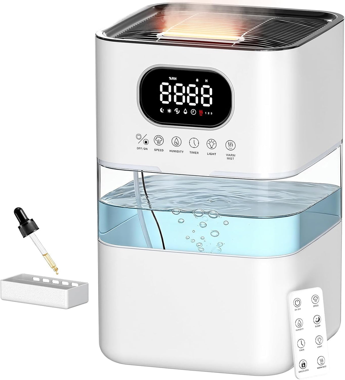 AreShark Luftbefeuchter für ein Zimmer, 8,5 l, Schwarz, Grosser Raumbefeuchter, kühler warmer Nebel, Luftbefeuchter für Schlafzimmer