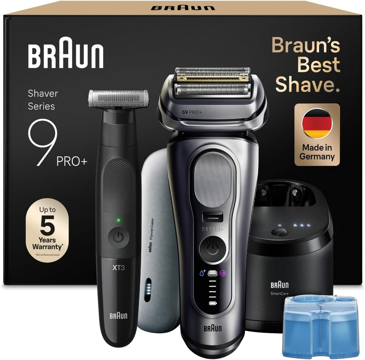 Braun Folienrasierer, Braun/Silber/Schwarz, Bundle mit Series 9 PRO+ Rasierer Herren Elektrisch, Made in Germany