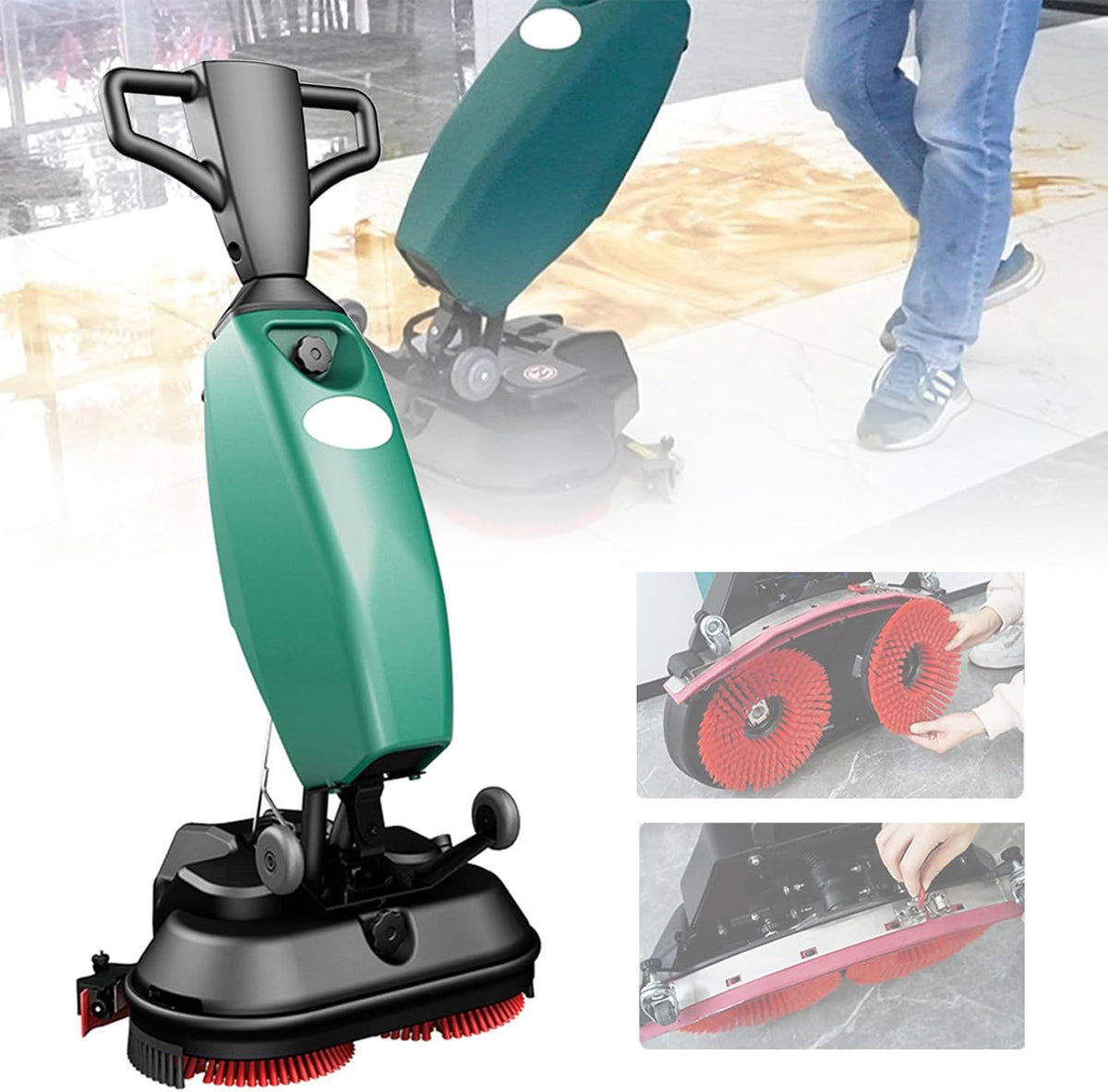 Kommerzieller Waschmaschine, 1750 m, 56 cm, Schwarz, Handschrubber, 80 Minuten Akkulaufzeit, Reinigungsbreite, ²/h Effizienz für Hotels