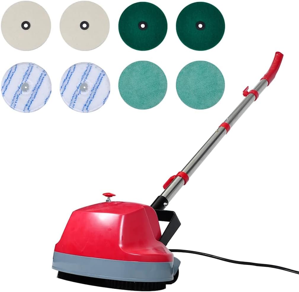 LoogCape Poliermaschinen, 180 W, Braun, 5 in 1 Doppelkopf Bohnermaschine Polierer für Hartböden, Mikrofaser-Pads