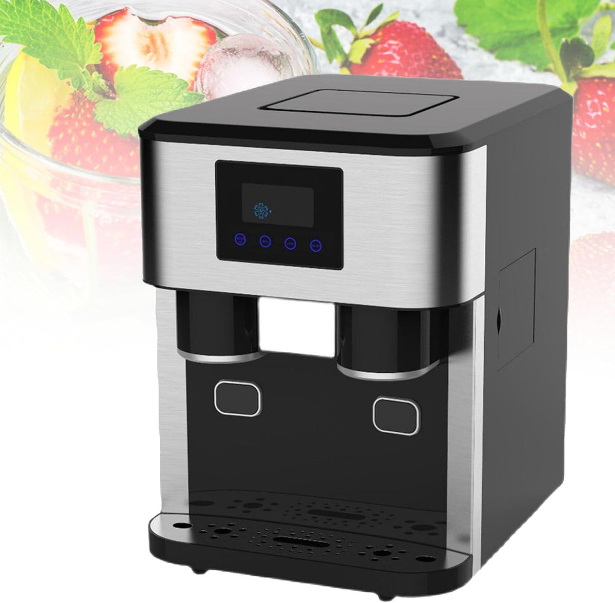 AYCDL Eiswürfelmaschine, Grau, Gewerblicher Eiswürfelbereiter, Tisch-, Selbstreinigende Mit Led-Anzeige Für Bars Und Restaurants