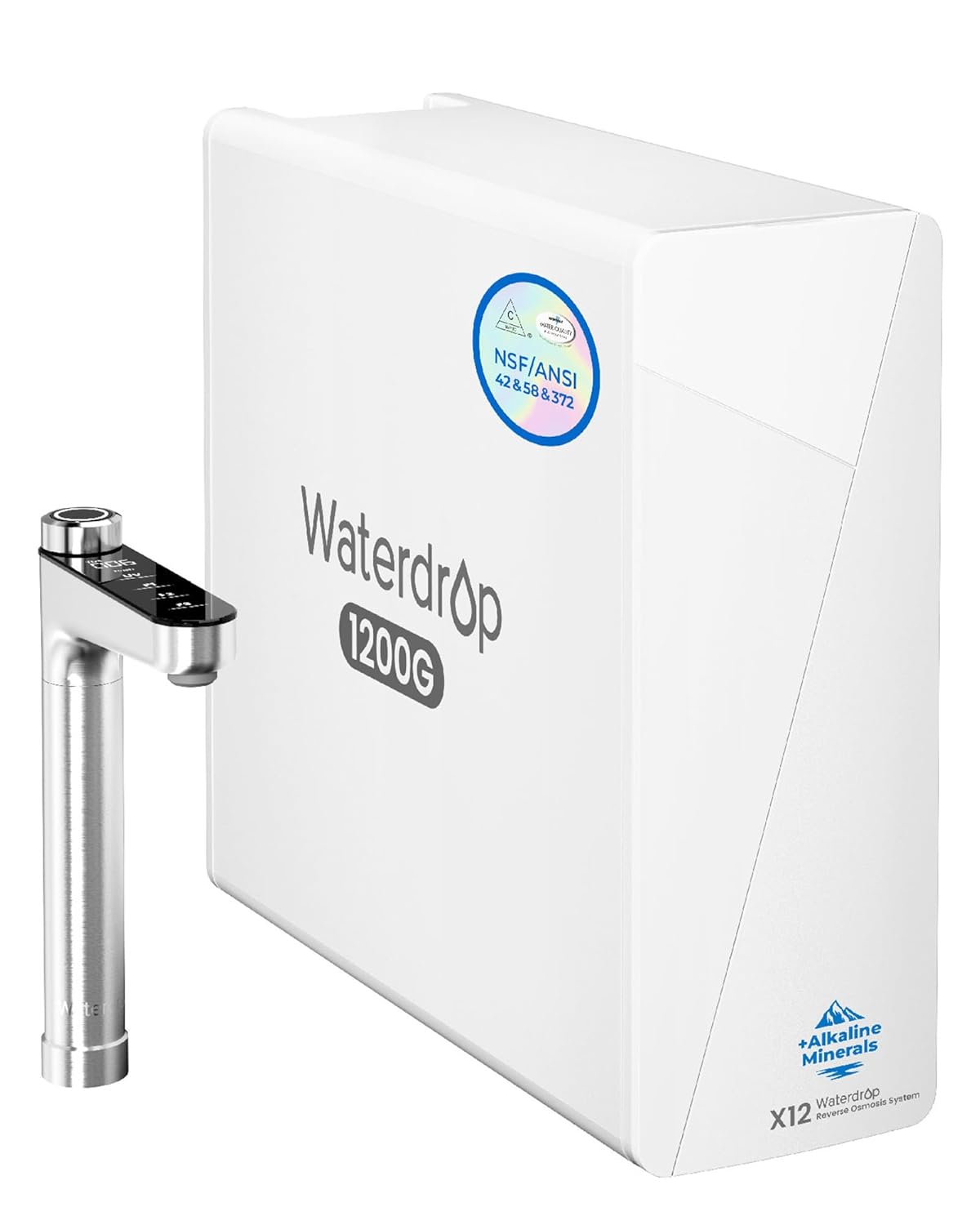 Waterdrop Filtrierung für unter & über der Spüle, Schwarz, X12 Alkalisches Mineral pH+ Umkehrosmoseanlage, 1200 GPD