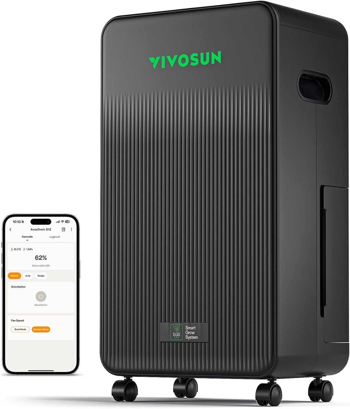 VIVOSUN Luftentfeuchter, 12 L, Weiss, /Tag, VPD-, APP-Steuerung, 24H Timer