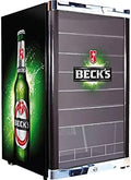 °CUBES Getränkekühlschrank, 84,5 cm, 115 L, Schwarz/Silber, Becks Bierkühlschrank, gross mit Glastür, Energieeffizient