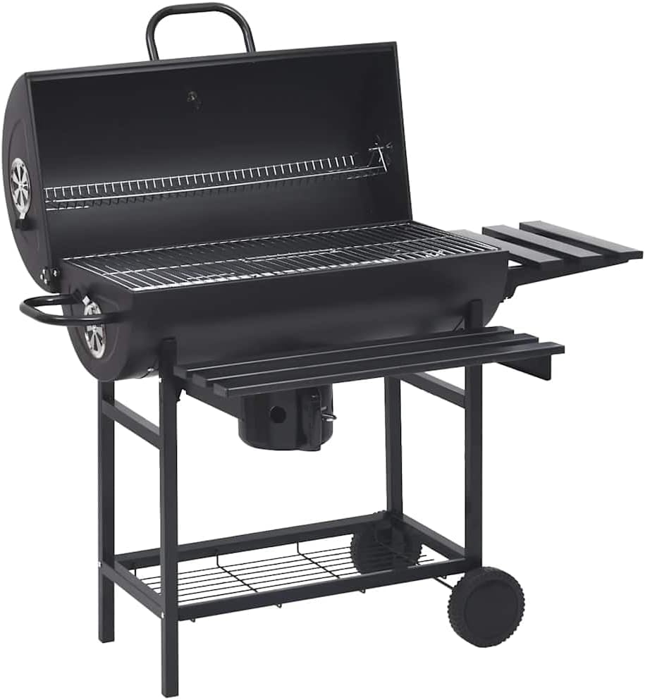 sephironlbb Holzkohlegrill, 115x85x95 cm, Stahl, Schwarz, Grillwagen mit Rädern und Ablagen Stahl mobiler