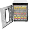 Vielrosse Dörrautomaten, 1500 W, Edelstahl, Silber, Dörrautomat Edelstahl mit Rezeptheft, Dörrgerät Gemüsetrockner LED 30-90℃ 24h Timer Fleisch
