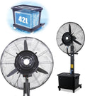 SGKOMN Standventilatoren, 550 mm, Weiss, Aussenventilator mit Sprühnebelanlage, 42-Liter-Tank, 90° oszillierender Kühlsprühventilator