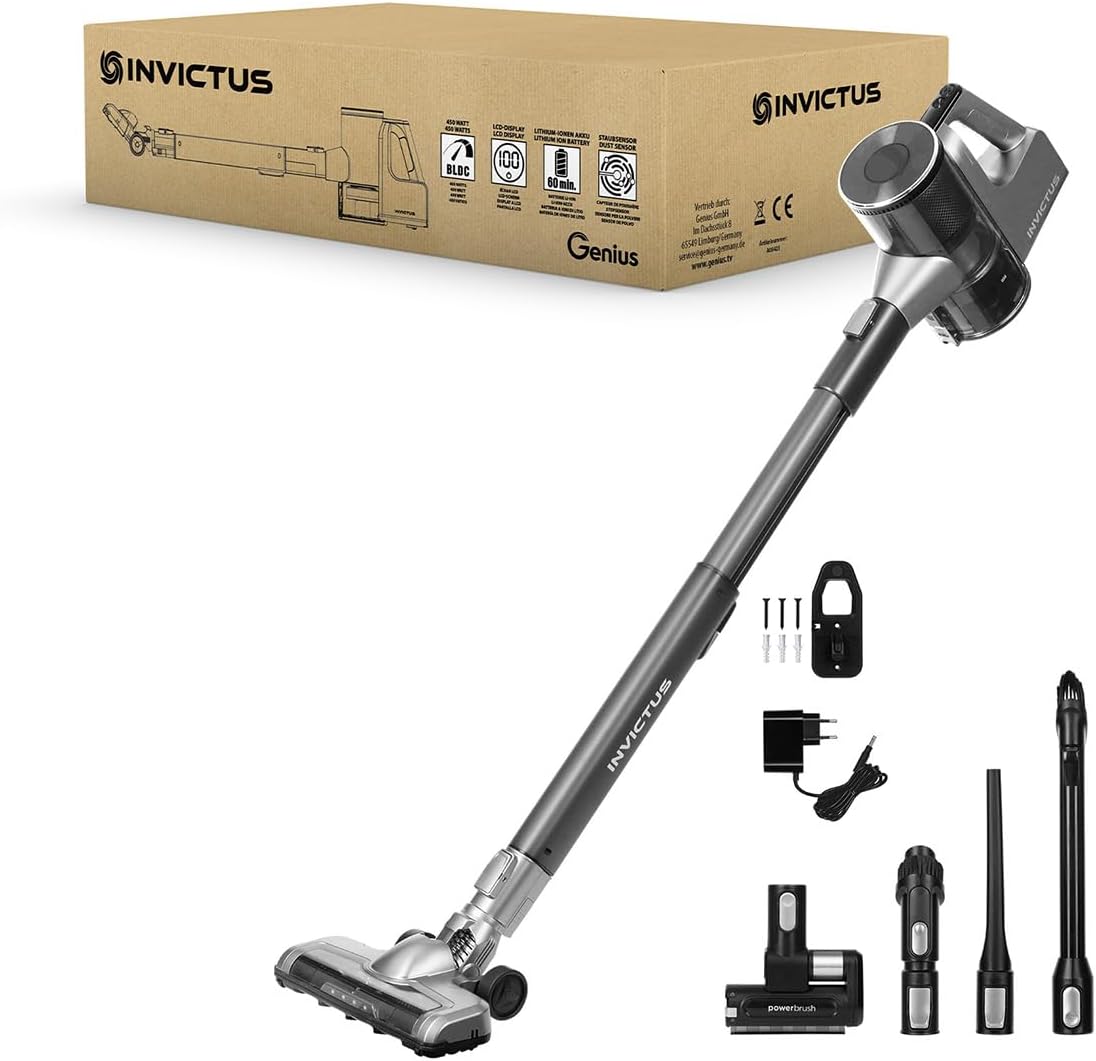 Genius Staubsauger, Schwarz, Invictus X6 Ultra Akku Handstaubsauger 16 TLG, Smart mit Staubsensor, 450 Watt, 4 Fach HEPA Filtersystem