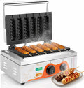 Moongiantgo Waffeleisen, 1550 W, 220 V, Silber, 6 Stücke Corn Dog Waffelherd aus Edelstahl