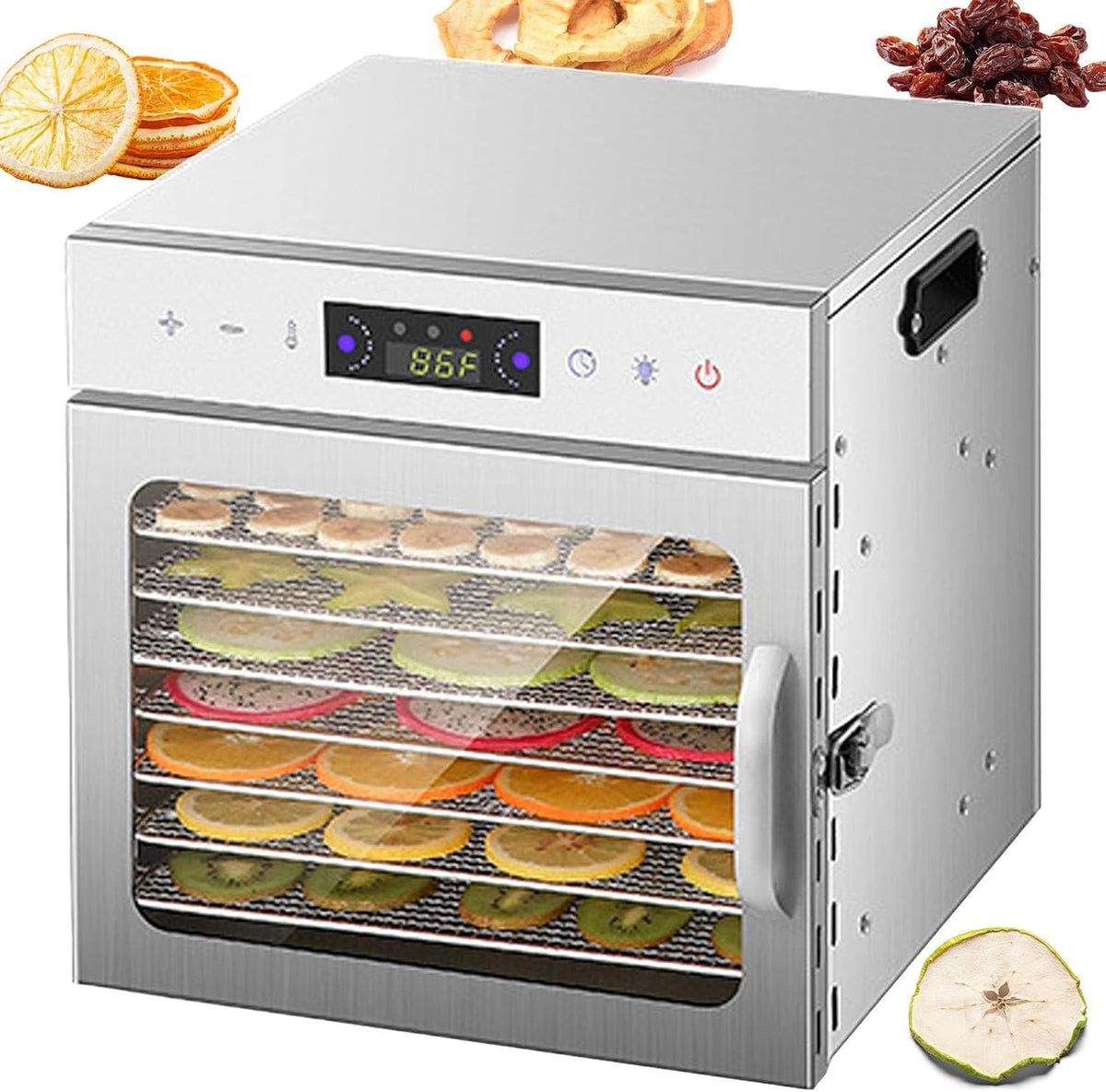 pealiritansemen Dörrautomaten, Edelstahl, Silber, Gewerblicher Dörrautomat Mit Edelstahlsieben Und Touchpanel, Obst