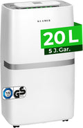 KLAMER Luftentfeuchter, 5,5 L, 20 L, Weiss, elektrisch in 24h mit Tank