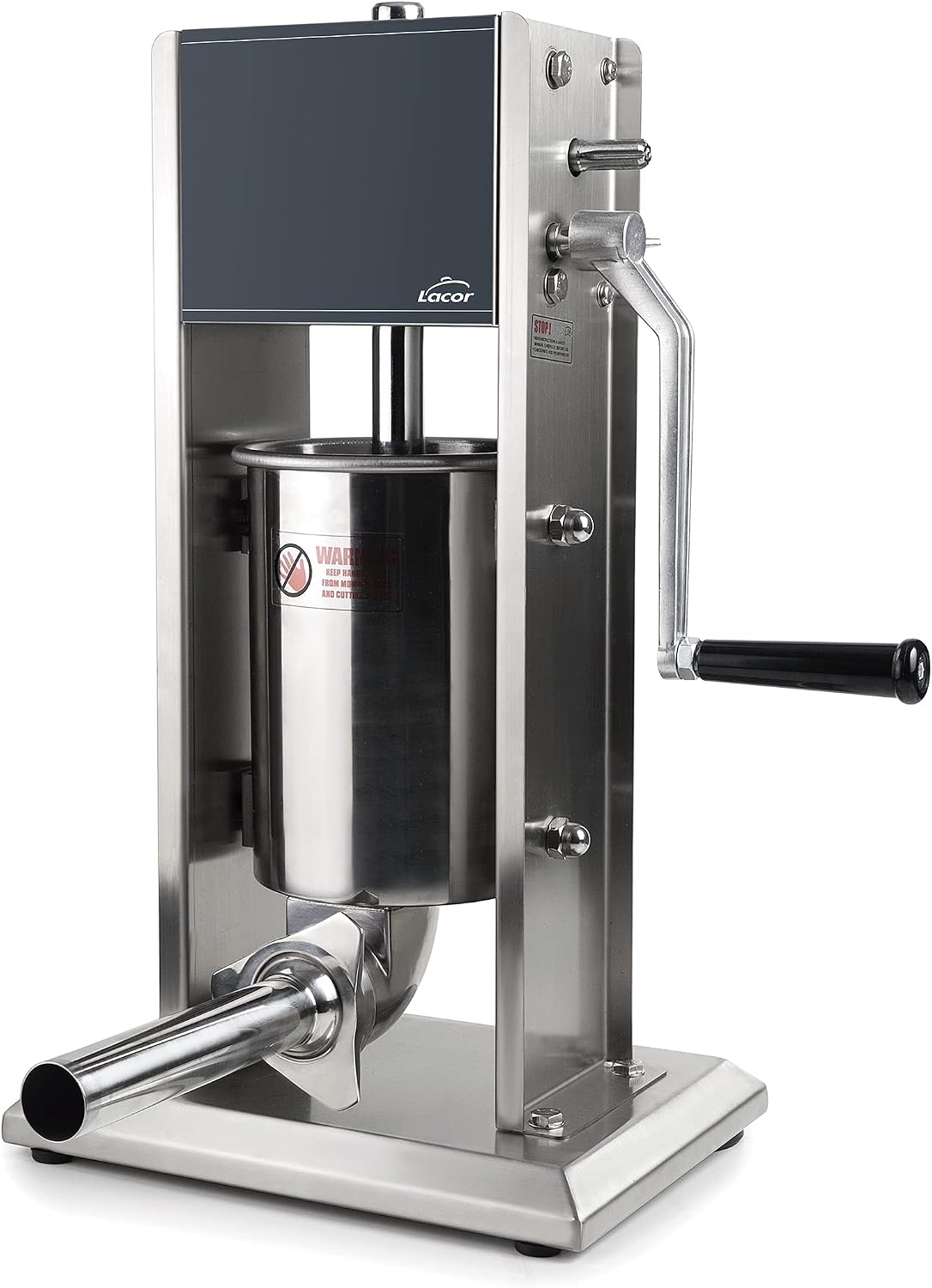 LACOR Fleischwölfe, 10 l, Silber, 60251 Professioneller Manueller Wurstfüller, Fleischwolf, Wurstmaschine, Edelstahl