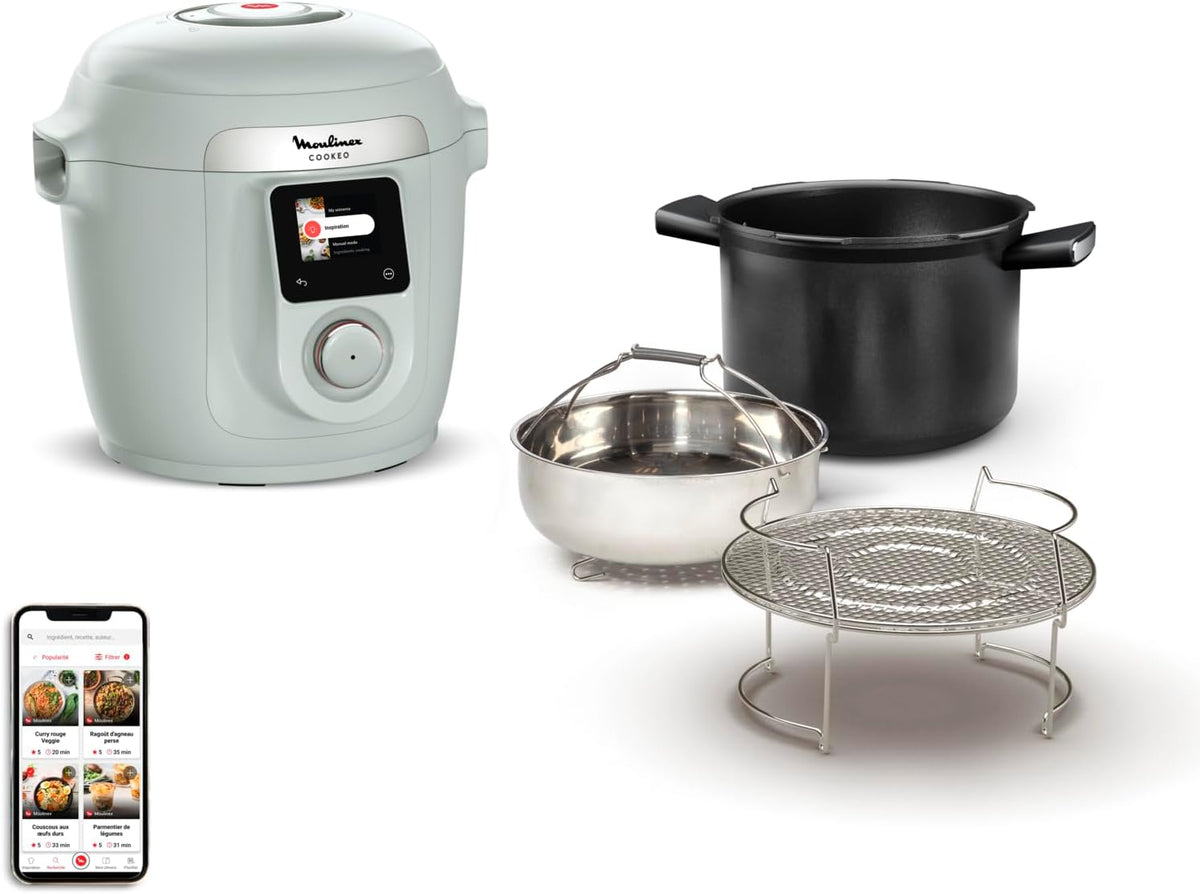 Moulinex Heissluftfritteuse, 6 l, Schwarz, Cookeo 10-in-1 Wifi Multicooker Intelligenter, Schnell, Ohne Überwachung