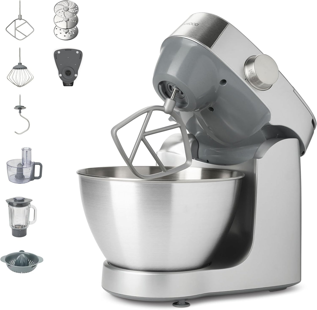 Kenwood Knetmaschinen, 4,3 l, Silber, Prospero+ KHC29A.O0SI Knetmaschine, Schüssel aus Edelstahl, Glasmixer, Food Processor 3 Scheiben