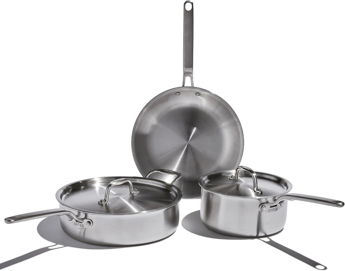 Heritage Steel Herd, Silber, Eater Series 5-teiliges Essentials-Set, hergestellt in den USA, 5-lagiges, kühlbleibender Griff