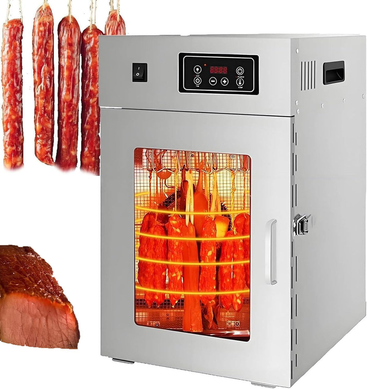 LjlXanthiper Reifeschrank, Silber, Gewerblicher Fleischtrocknungs und, Dörrautomat Aus Edelstahl, Temperaturregelung Von 30-90℃