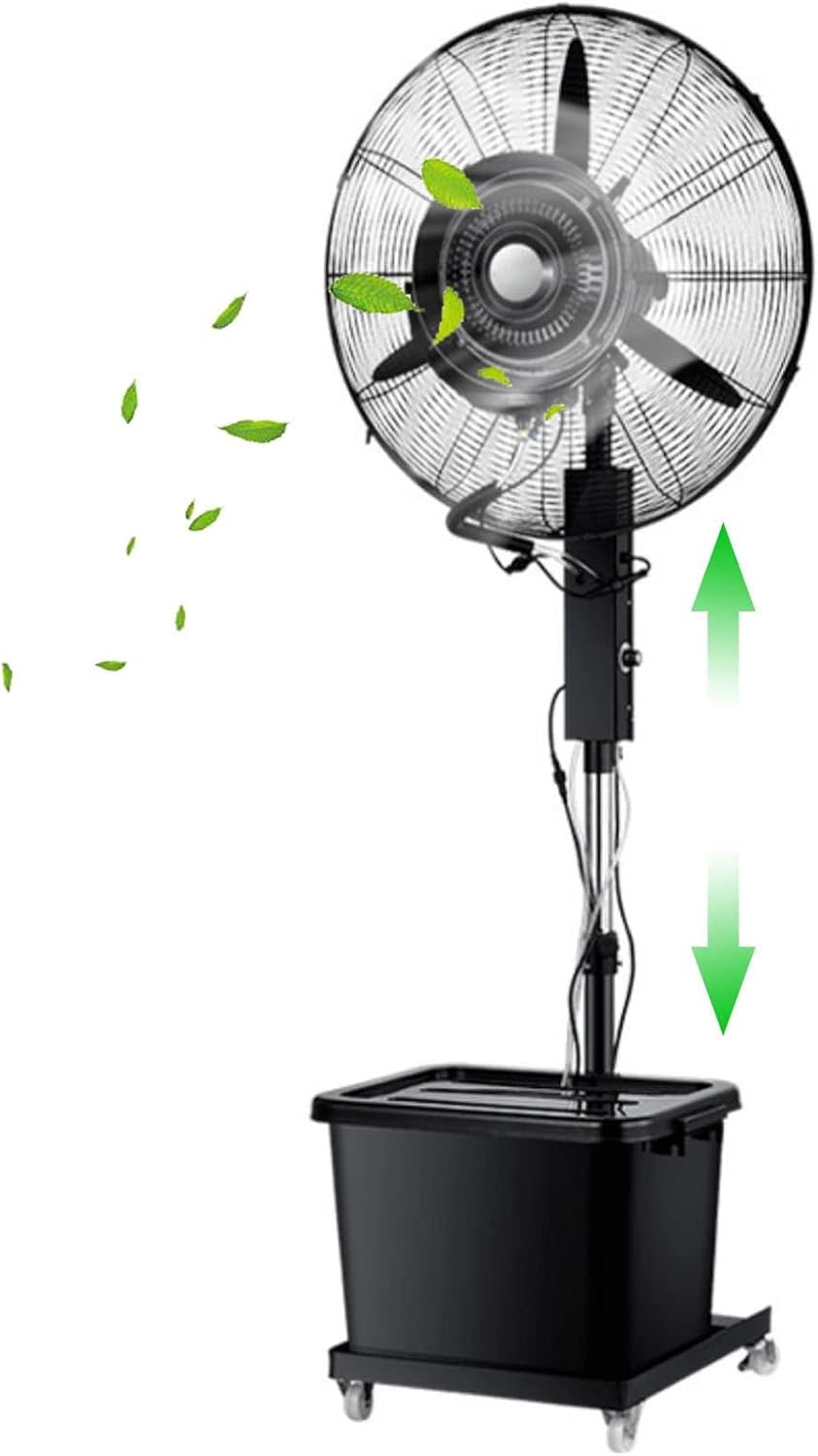 QUSYZD Standventilatoren, Weiss, Oszillierender Nebelventilator mit 3 Kühlstufen