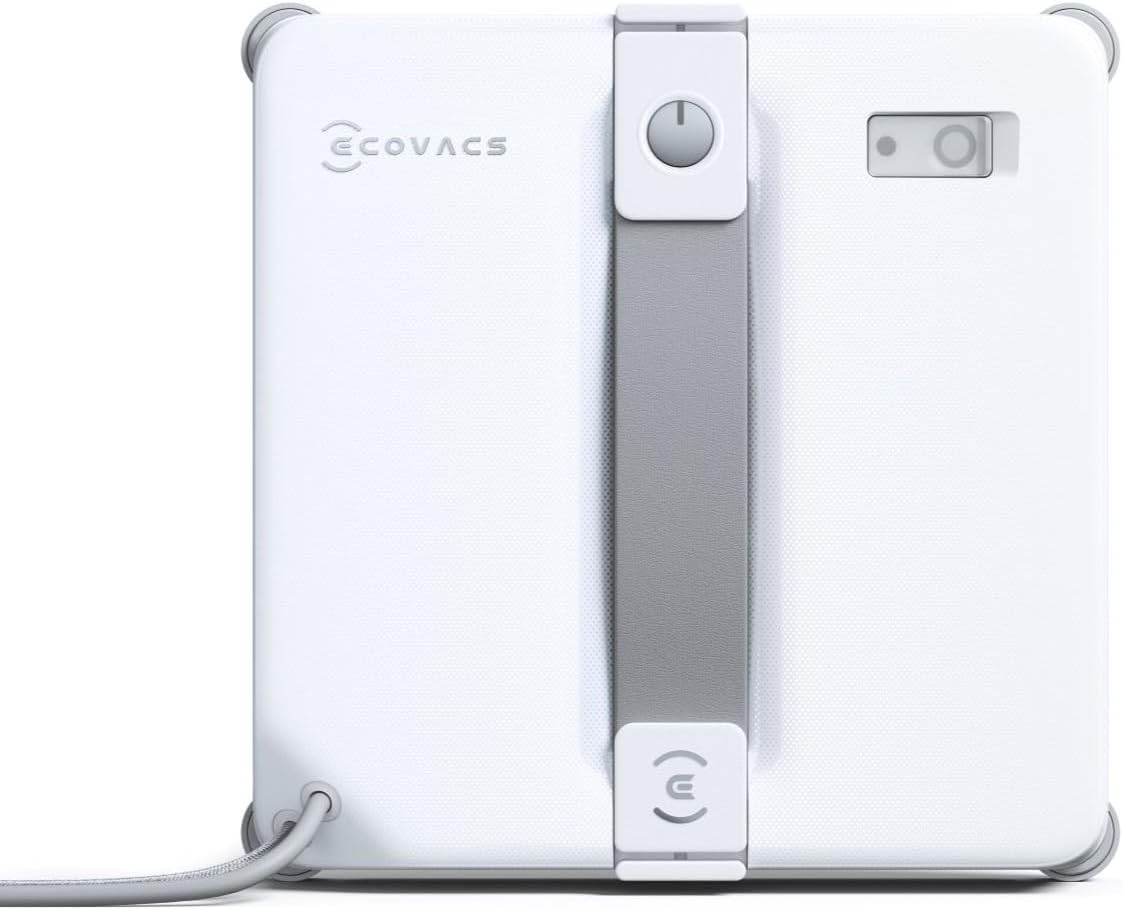 ECOVACS Fensterputzroboter, Weiss/Grau, WINBOT Mini 2 mit Eckbürsten & Ultraschallzerstäubung, Ultraschlank & Leicht für Schmale Fenster
