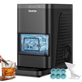 Huanyu Eiswürfelmaschine, Schwarz, 55-mm-Eiskugelmaschine für klare Kugeln, 2 Eiskugeln in 80 Minuten, Bourbon und Cocktails