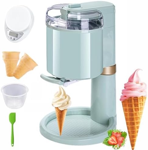 Eismaschine, 1 L, Grau, Vollautomatischer Mini DIY Obstbereiter für Zuhause und Café, Kapazität, kompakt und einfach zu bedienen