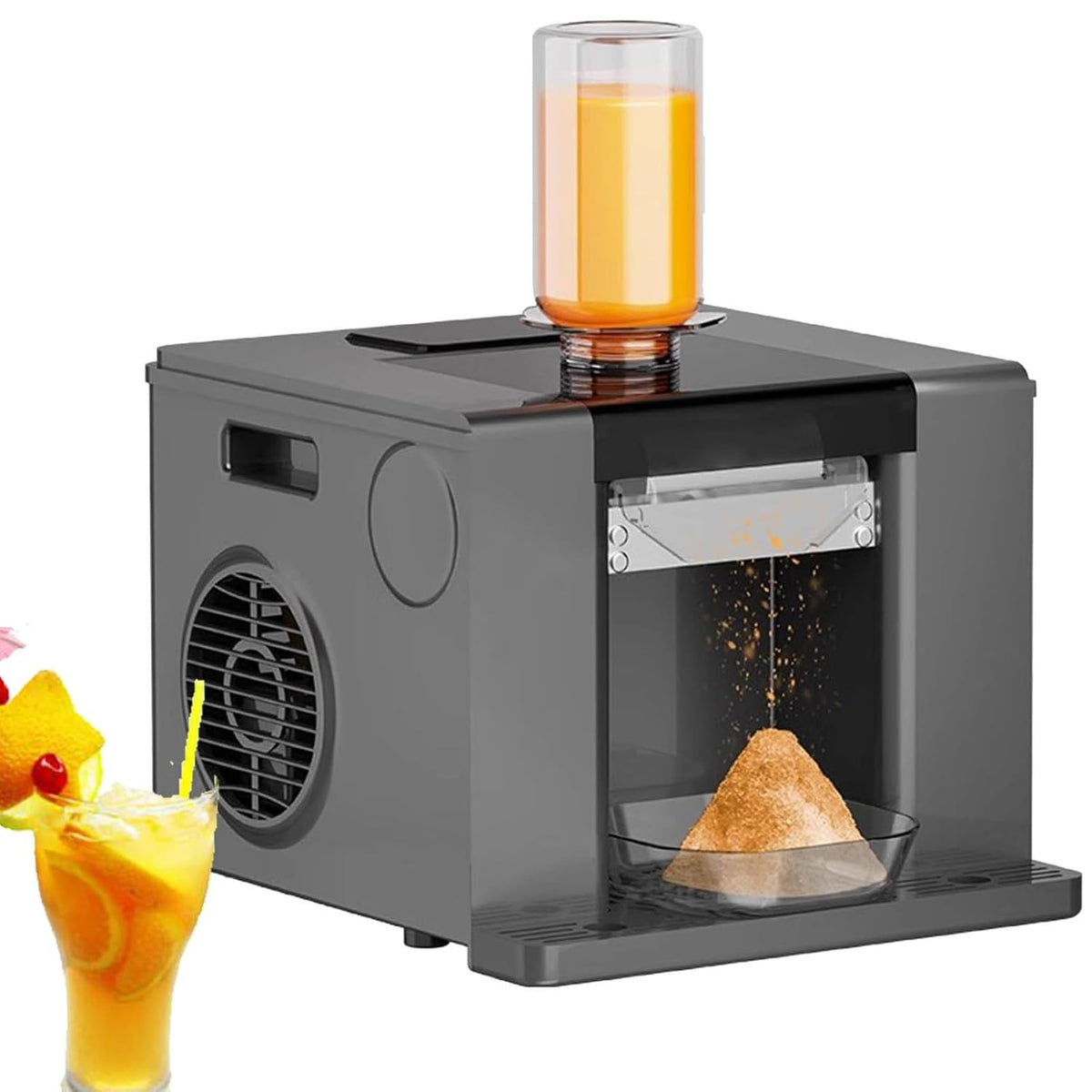 Eisrasierer Eiswürfelmaschine, Grau, 750 ml, selbstreinigend, automatische Schneekegelmaschine, Ein-Knopf-Bedienung
