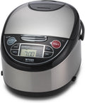 Tiger Reiskocher, Silber/Schwarz, Corporation JAX-T10U-K 5.5-Cup (ungekocht) Micom mit, Edelstahl schwarz