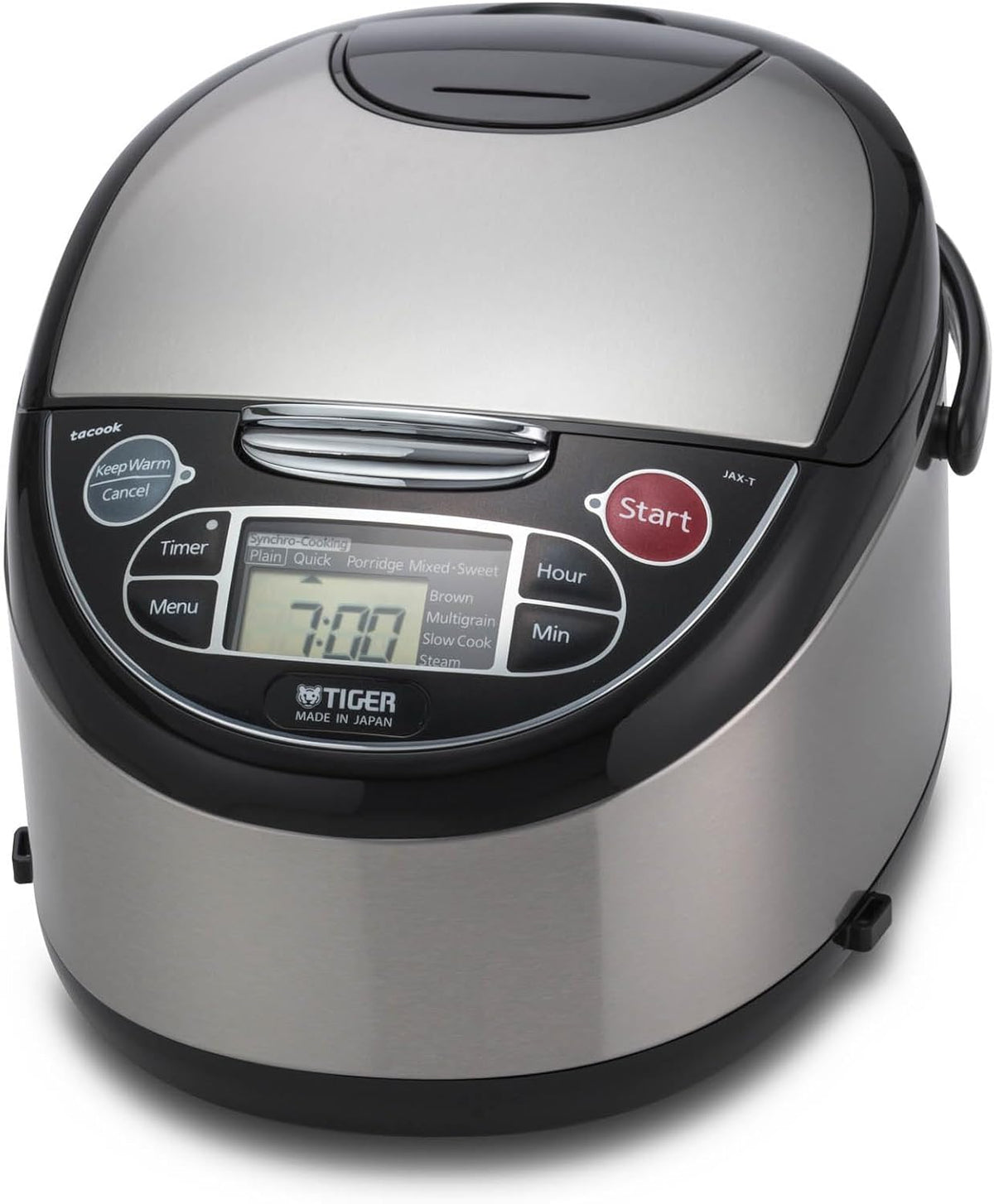 Tiger Reiskocher, Silber/Schwarz, Corporation JAX-T10U-K 5.5-Cup (ungekocht) Micom mit, Edelstahl schwarz