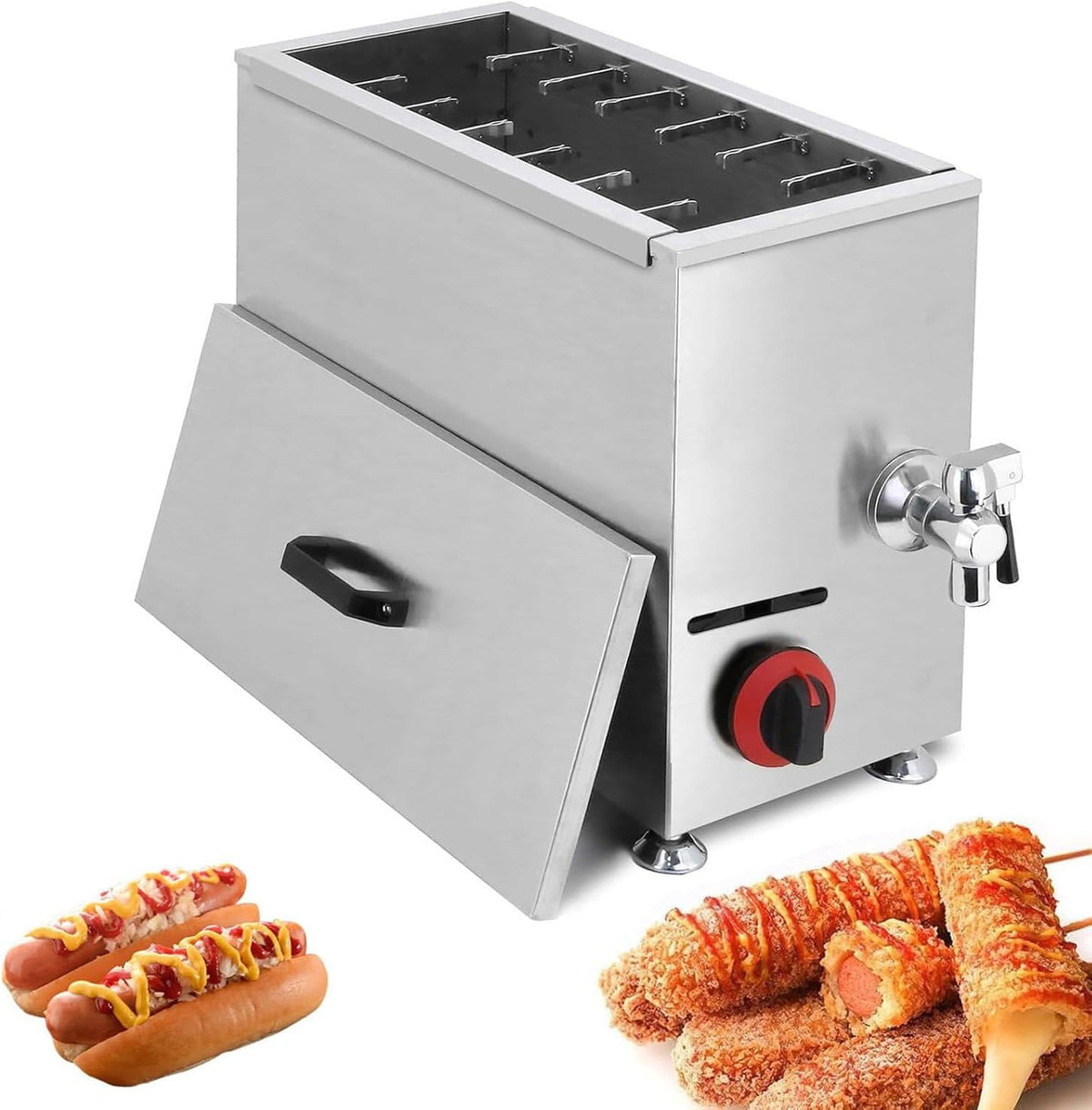LjlXanthiper Heissluftfritteuse, Schwarz, Kommerzielle Fritteuse Cheese Hot Dog, Käse Hot Dog Stickmaschine, Corn Dog Fritteuse
