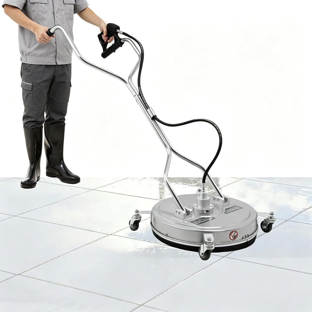 Jerool Hochdruckreiniger, Silber, Flächenreiniger, Edelstahl Einscheibenmaschine, Professioneller Bodenreiniger