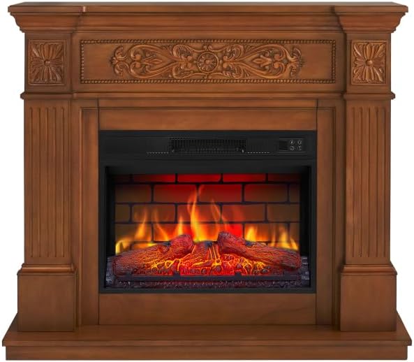 ArtiFlame Elektrokamin, 1800 W, Braun, Toscana AF23BS, Elektrischer Standkamin mit Heizung, realistischer 3D-Flammeneffekt