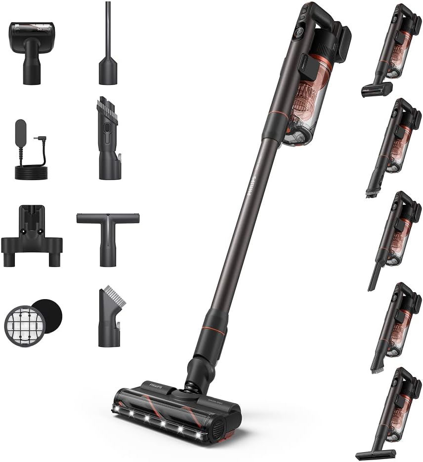 PHILIPS Stabstaubsauger, Rot, Akku-Staubsauger SpeedPro Max 7000 Serie, 80 Min Laufzeit