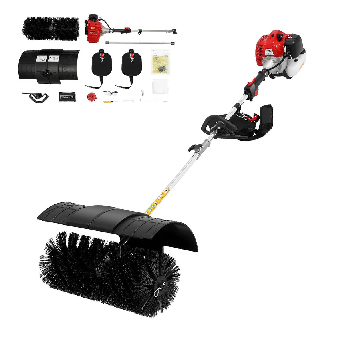 Deinungen Werkzeugkasten, 1,7 kW, 52 cm, PA6, Nylon, Schwarz, 2.3 PS 2-Takt Motorbesen Benzin Kehrmaschine, Kehrbreite