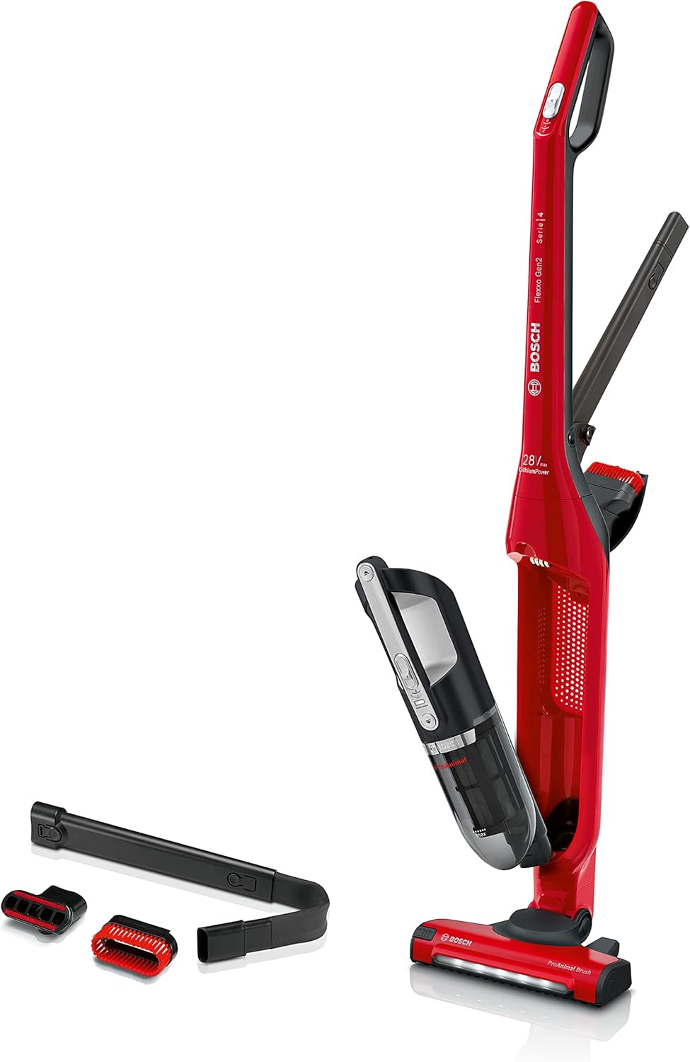Bosch Staubsauger, 28 V, Rot, BBH3ZOO28 Flexxo Zoo'o 2in1 Akku