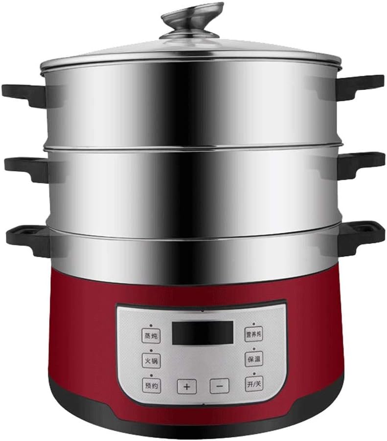 REJOON Elektrische Dampfgarer, 1200 W., 3 l., Schwarz, Smart Carb, Mehrkorn-Schongarer mit Warmhaltefunktion und Timer