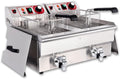 Beeketal Heissluftfritteuse, 2 x 10 Liter, 2x3000 Watt, 6 Liter, Silber, 'BWF-102P' Profi Gastronomie Doppel Kaltzonen Fritteuse (