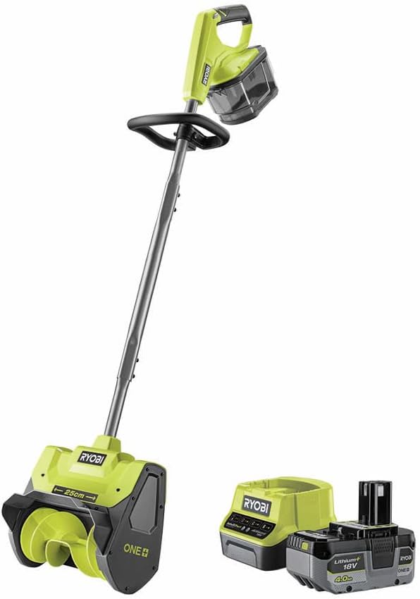 RYOBI Schneefräse, 25 cm, 100m, 4 Ah, 18 V, Schwarz, ONE+ Akku- RY18ST25A-140 ( Arbeitsbreite, 6m Wurfweite, inkl. 1x Akku und Ladegerät)