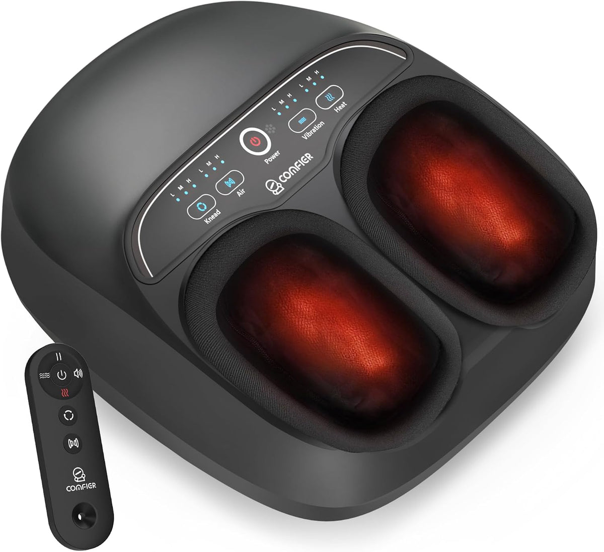 COMFIER Fussmassagegeräte, Schwarz, Fussmassagegerät mit Wärme, Shiatsu-Fussmassagegerät für Plantar Fasciitis Neuropathie
