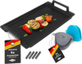 MaxxGoods Grillpfannen, 41x24x2,5 cm, Schwarz, Aluminiumguss Grillplatte Teppanyaki für Induktion &