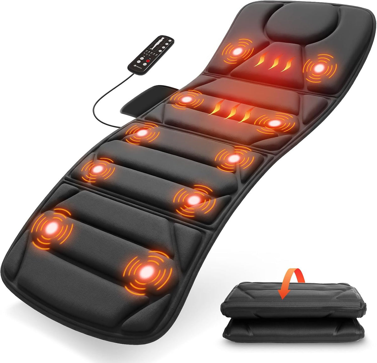 Sofa CooCoCo, Grau, Ganzkörper-Massagematte mit Wärme, 10 Motoren Vibrierendes Rückenmassagegerät, Heizkissen für Bett
