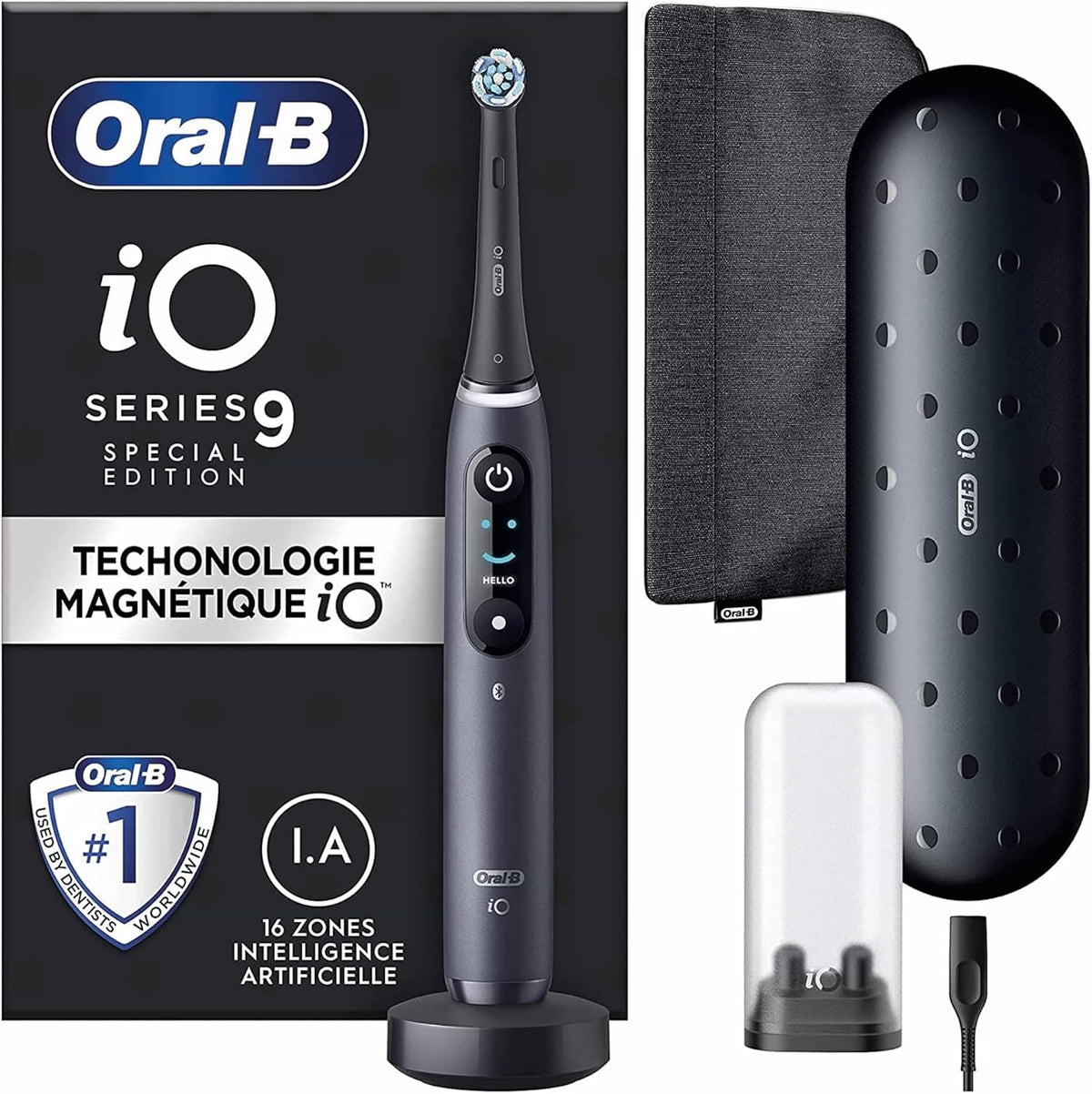 Oral-B Rotierend, Schwarz/Braun, iO Series 9 Special Edition, elektrische Zahnbürste, Bluetooth verbunden, 7 Bürsten-Modi