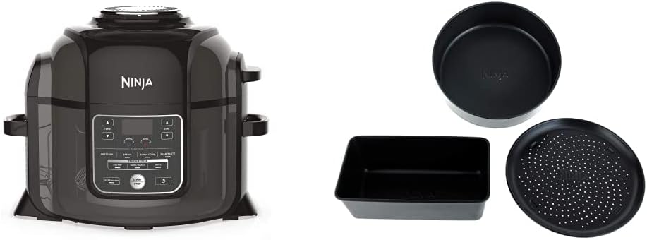 Ninja Heissluftfritteuse, Schwarz/Grau, Foodi Multikocher [OP300EU] Tender-Crisp-Technologie, Schwarz und Grau & 4380J300EUUK Foodi 3-teiliges