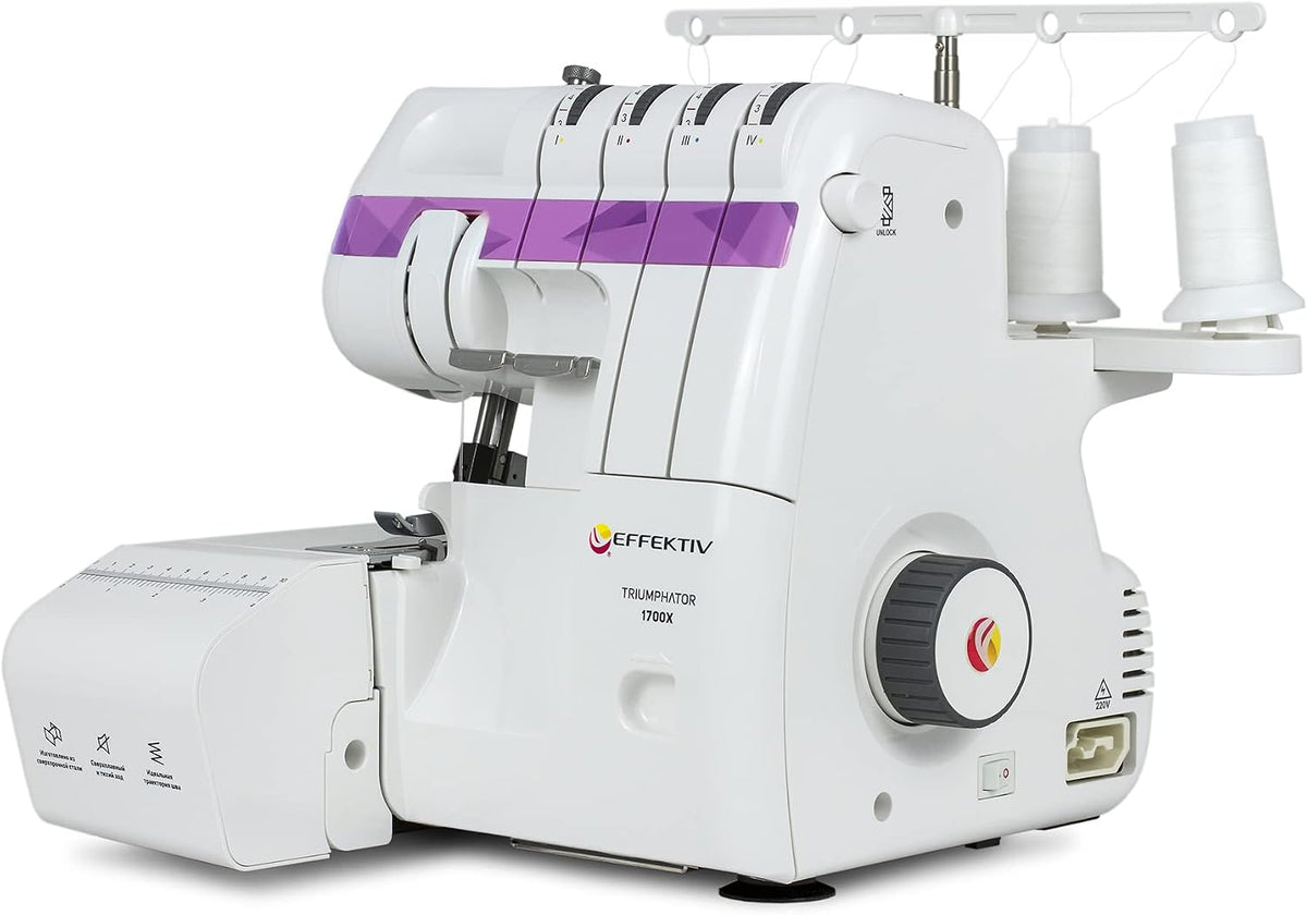 EFFEKTIV Overlock-Nähmaschinen, 120 W, Violett, Triumphator 1700X Overlocker, 3/4 Faden mit Differential, Vollmetallgestell