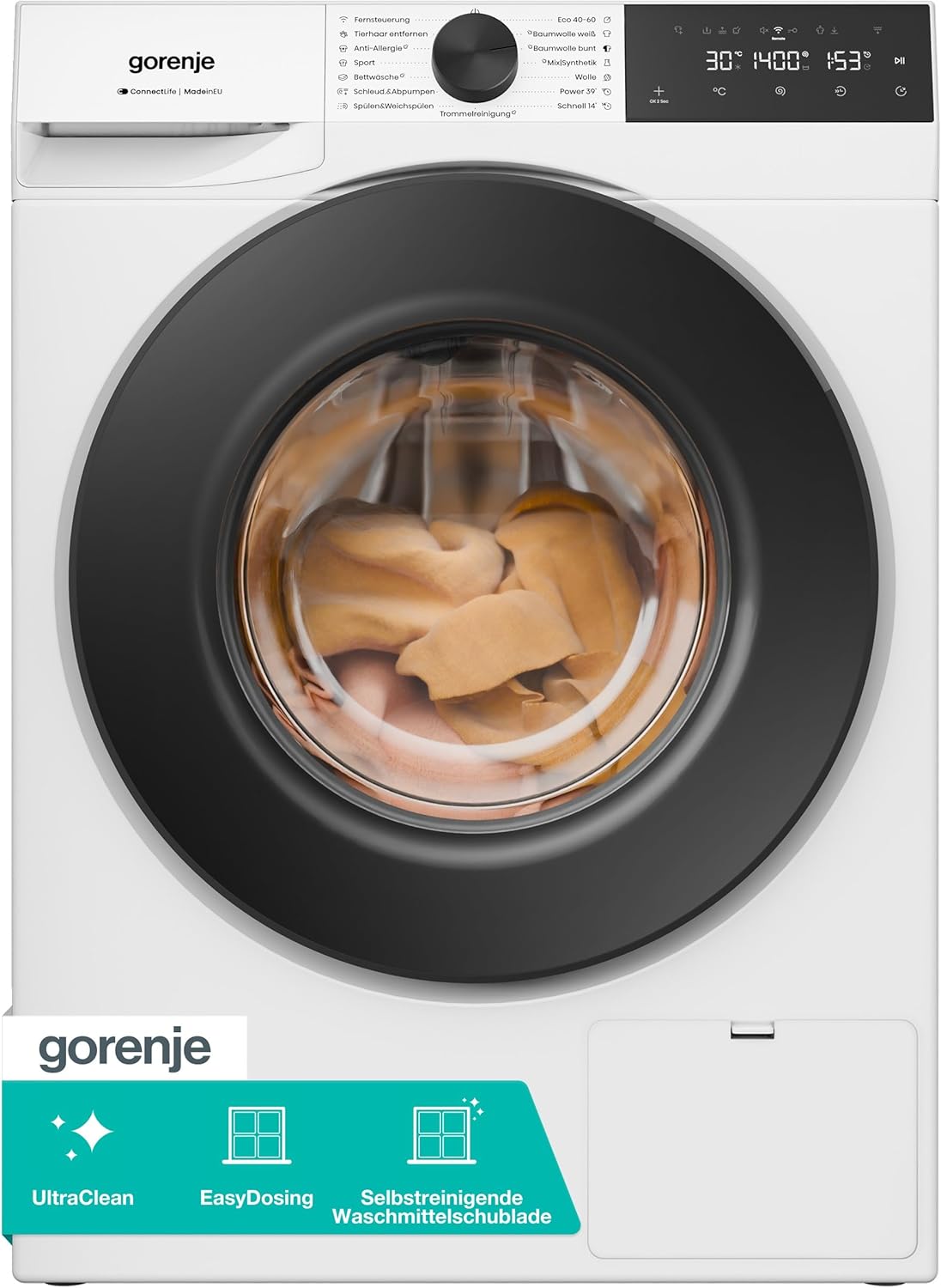 Gorenje Waschmaschine, 7 KG, Weiss, W5G474A2P1 mit Dampffunktion / /1400 U-Min/ConnectLife /15