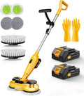 qimedo Nass- & Trockenmopps, Schwarz, Kabelloser elektrischer Mop M3, 6000 mAh, 2-in-1 Power Scrubber & Mops
