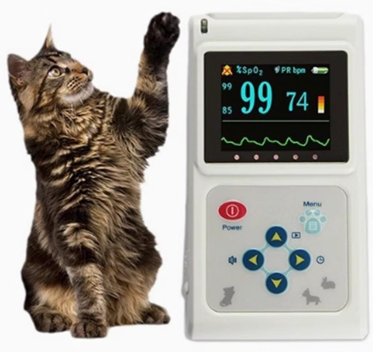 BLUEZY Oximeter, Braun, Pulsoximeter Für Tiere Veterinär Hand Pulsoximeter, Ohr/Zungensensor, Mit Sonde Und USB-Kabel