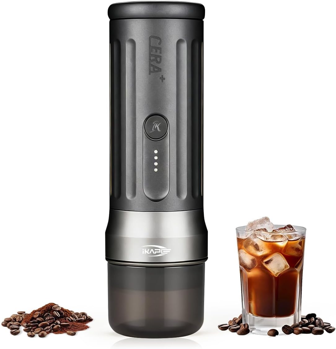 IKAPE Kaffeemaschine, 20 bar, 58 mm, Schwarz/Silber, KAPO K2 Pro Tragbare Espressomaschine mit, Druck, für Zuhause